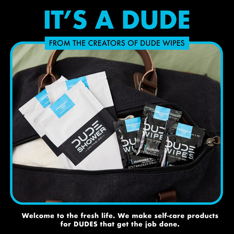 [Australia] - DUDE Wipes - On-The-Go Shower Wipes - 3 Pack, 24 Wipes - Unscented Extra-Large Wipes - Vitamin E & Aloe Full Body Shower Replacement Wipes 8 Count (Pack of 3) 