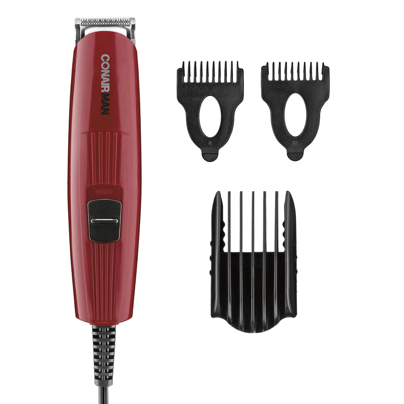 [Australia] - ConairMAN Beard Trimmer for Men Includes Nose and Ear Hair Trimmer and 5-Position Comb Attachment, 4 piece Men's Grooming Kit, Corded 4 Piece Set 