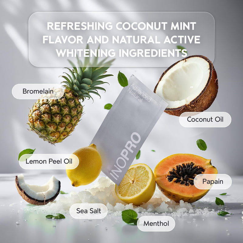 [Australia] - Natural Teeth Whitening Strips Kit 14 Treatments - Sensitive Teeth Whitener, Peroxide Free with Papain, Bromelain, Coconut Oil, White Strips for Teeth Whitening (28 Strips) 28 Count (Pack of 1) 