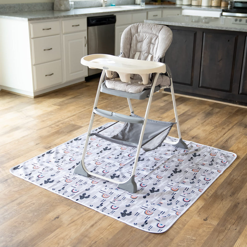 [Australia] - BABYBOET Splat Mat for Baby – Under High Chair Floor Mat Protects Wood, Vinyl and Carpet from Spills – Waterproof 4 Layer Baby Mat with Anti-Skid Backing Deters Bunching and Sliding (51” x 51”) Grey Alpaca 