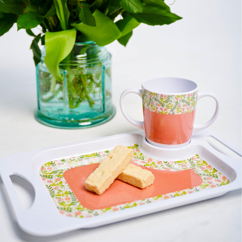 [Australia] - Two Handled Melamine Mug - 400ml/14oz Capacity - Lightweight (126g) - Mobility Aid for Elderly, Dementia, Weak Grip, Shaky Hands, Tremors, Arthritis, Alzheimer's & Parkinson’s (Peach) Peach 