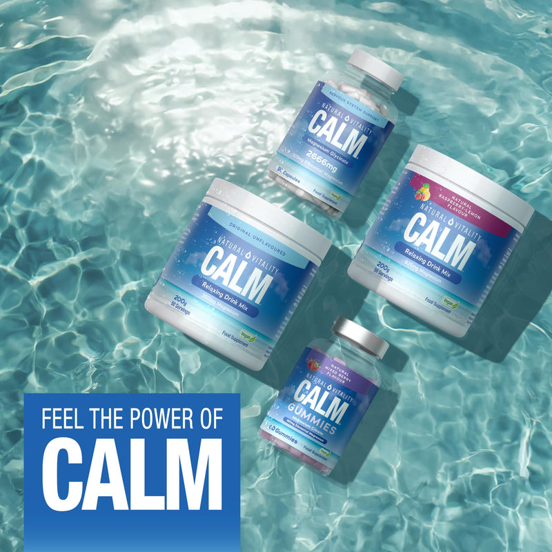 Natural Vitality Calm Magnesium Powder Supplement | Relaxing Drink Mix | High Strength Magnesium Carbonate | for Women & Men | Vegan | Natural Raspberry-Lemon Flavour | 200g