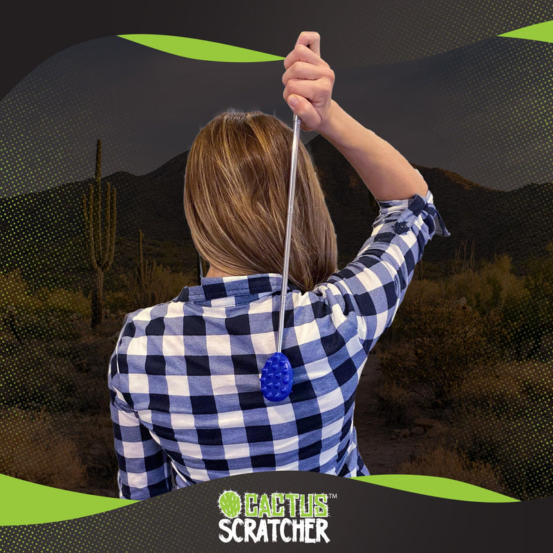 [Australia] - Cactus Scratcher Back Scratcher, Retractable Backscratchers for Men, Women & Kids, One-Hand Itch-Relief Scratchers with Long Handle, Extendable to 24.5 Inches, Original Stick, Blue Extendable Original Stick 