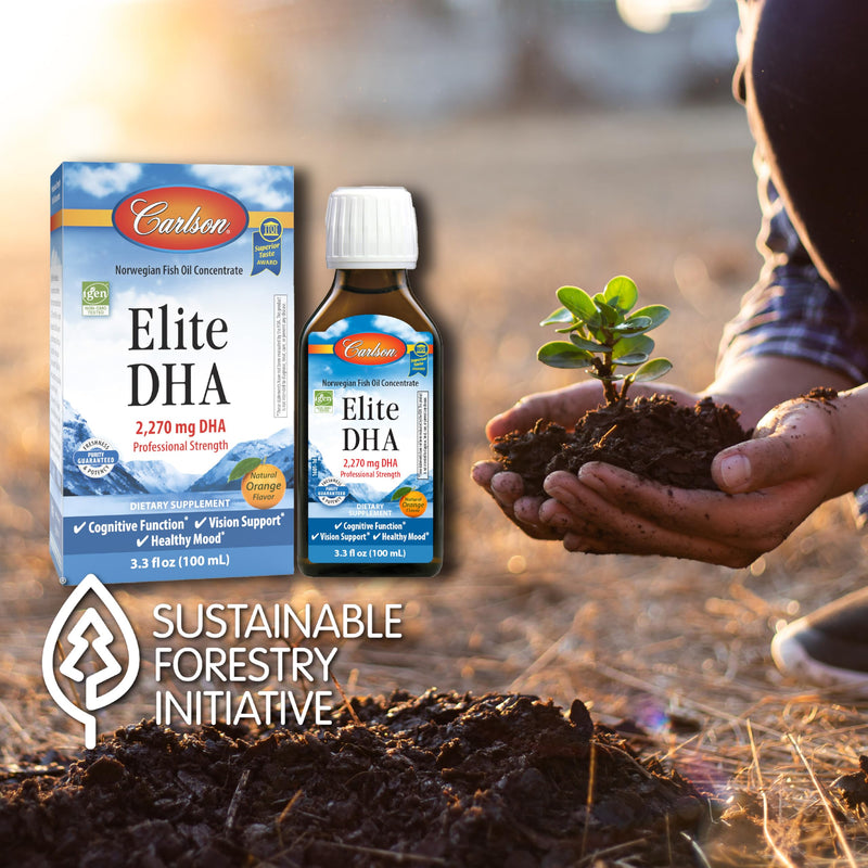 [Australia] - Carlson - Elite DHA, 2270 mg DHA, Professional Strength, Norwegian Fish Oil Concentrate, Cognitive Function & Vision Support, Orange, 100 mL 