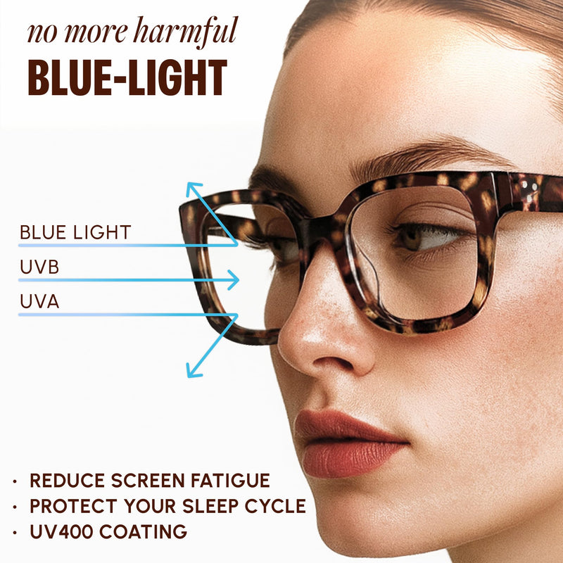 [Australia] - IBOANN Oversized Blue Light Glasses for Woman, Funky Fashion Glasses With Preppy Look, Reduce Screen Fatigue Computer Glasses Medium A1 Coco Tortoise 1 