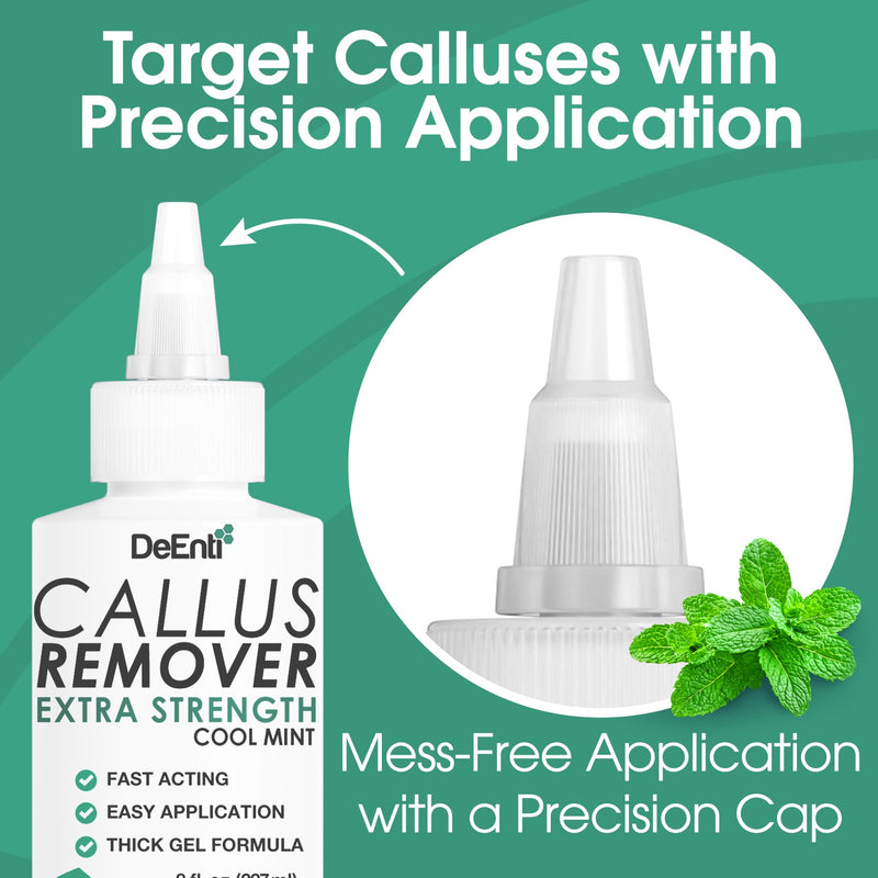 [Australia] - DeEnti Callus Remover for Feet, Extra Strength Foot Callus Remover Gel, 8oz Salon Grade Home Pedicure Supplies for Dry Skin, Cracked Heel, Professional Strength Foot Care, Cool Mint 