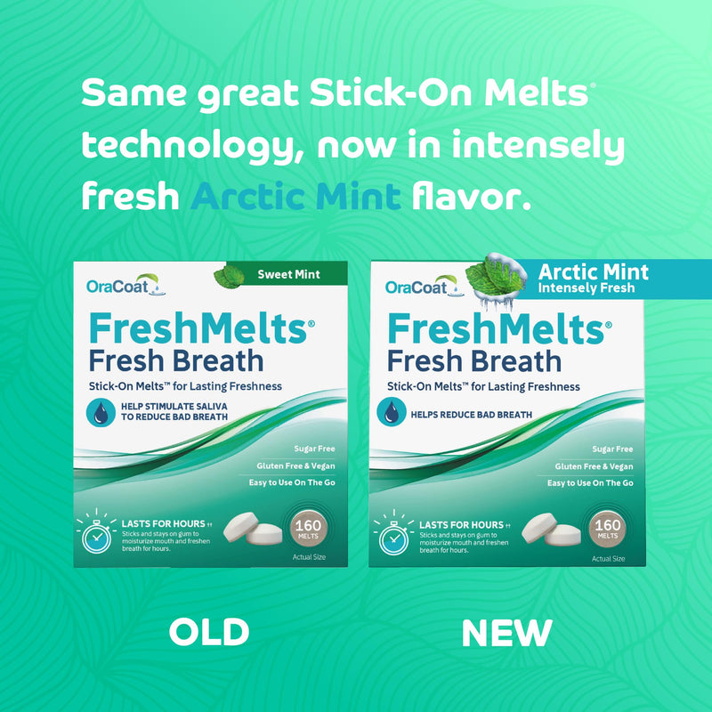 Oracoat FreshMelts Fresh Breath Stick-on Melts for Lasting Freshness, 160 Count Breath Freshener for Bad Breath, Non-Acidic & Sugar-Free, Arctic Mint 160 Count (Pack of 1)