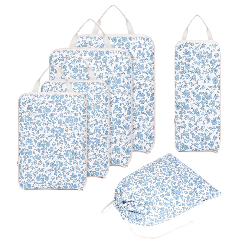 Narwey Small Hanging Travel Toiletry Bag with 6 Set Compression Packing Cubes