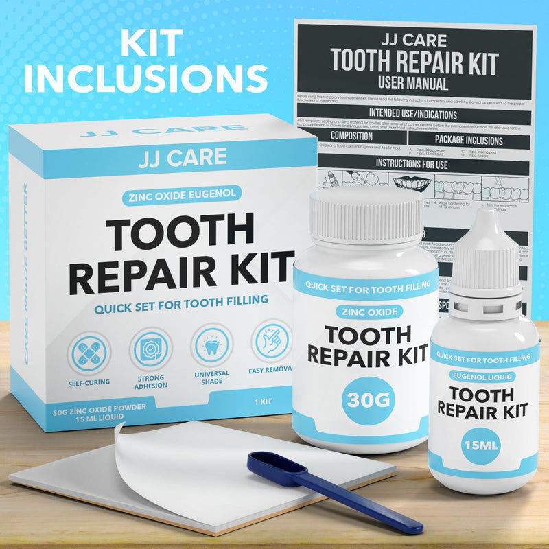 [Australia] - JJ CARE Tooth Repair Kit Zinc Oxide Eugenol Dental Cement, Temporary Dental Care Kit for Tooth Repair, Tooth Cement for Crown, Bridges and Missing Tooth 