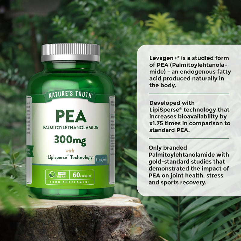 Palmitoylethanolamide Pea Supplement | Levagen Plus Pea 300mg | 60 Vegan Capsules | Nature's Truth