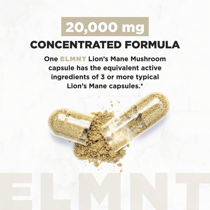 [Australia] - 20,000mg 16x Strength Lions Mane Supplement Capsules Super Nootropic w. Ashwagandha & Rhodiola - Highest Potency Lion's Mane Mushroom Extract 50% Polysaccharides Brain Supplements for Memory and Focus 