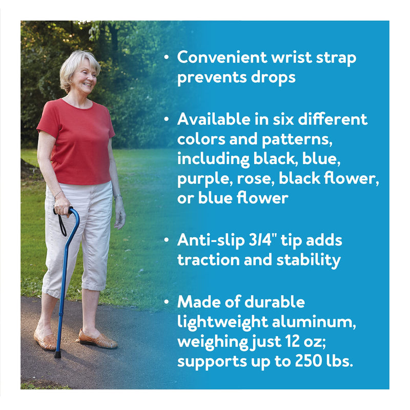 [Australia] - Carex Health Brands Ergo Offset Cane with Soft Cushioned Handle - Adjustable Walking Cane, Blue, 29-38 Inch (Pack of 1) 