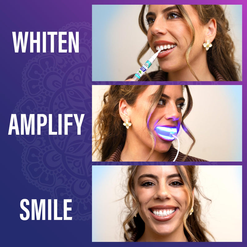 [Australia] - GuruNanda Premium Teeth Whitening Kit with Wired LED Light & Whitening Pen, Works with iPhone & Android, Helps Remove Surface Stains from Coffee, Food, Soda 