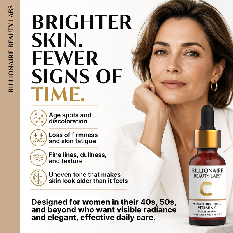 Billionaire Beauty Labs Vitamin C Serum for Face - Anti Aging Brightening Serum with Hyaluronic Acid & Vitamin E - Hydrating Facial Serum for Radiance, Fine Lines & Wrinkles - Made in USA 2 fl oz 2 Fl Oz (Pack of 1)