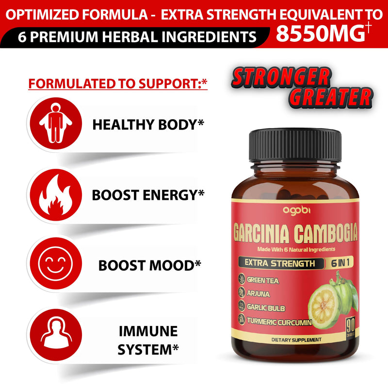 [Australia] - Pure Garcinia Cambogia Capsules - 6in1 with Green Tea, Arjuna, Garlic Bulb, Turmeric & Black Pepper - 90 Counts 