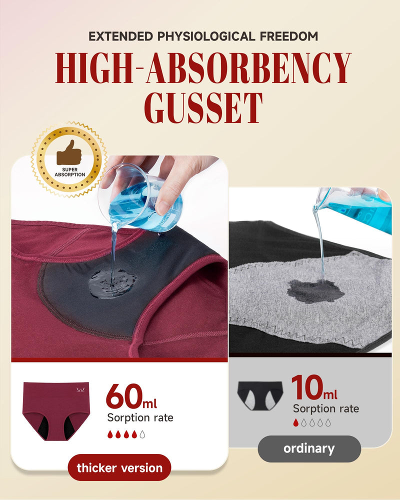 [Australia] - Heavy Flow High Absorbency Period Underwear Women, Leakproof Panties Postpartum Menstrual Hipster Briefs Teens 3 Pack Medium Black+red+green 