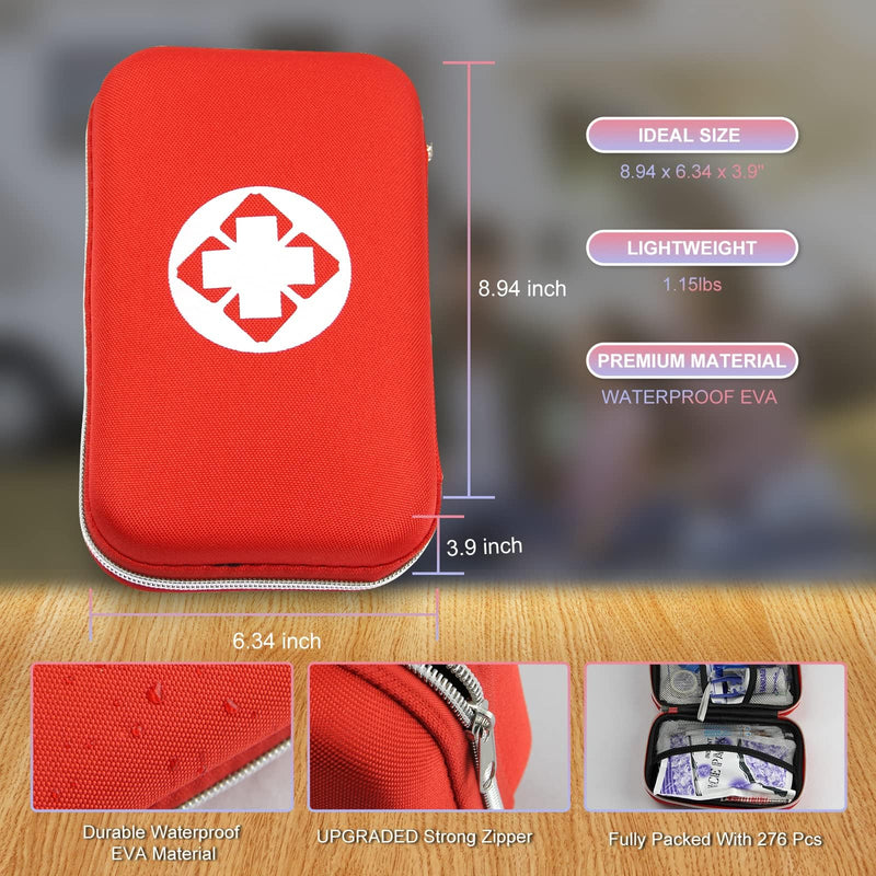 [Australia] - 276PCS First Aid Kit Home Car Camping Hiking Emergency Supplies Small Compact Lovely Bag for School Outdoor, Basic Outdoor Essentials Survival Kit for Travel AMORNING 276Pcs 