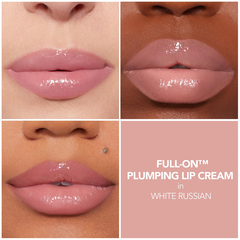 BUXOM Full-On Plumping Lip Cream, Lip Plumper Gloss, Enhancing Tinted Lip Plumper, Moisturizing Lip Gloss with Peptides and Vitamin E, Cruelty Free White Russian (Travel Size)