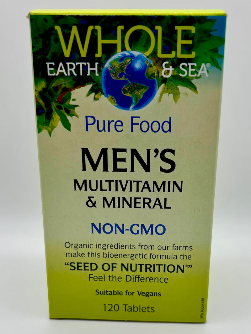 Natural Factors Whole Earth & Sea Men's Multivitamin & Mineral, 1 Serving Contains Nutrition Equivalent to ½ lb of Veggies, 120 Tablets 120 Count (Pack of 1)