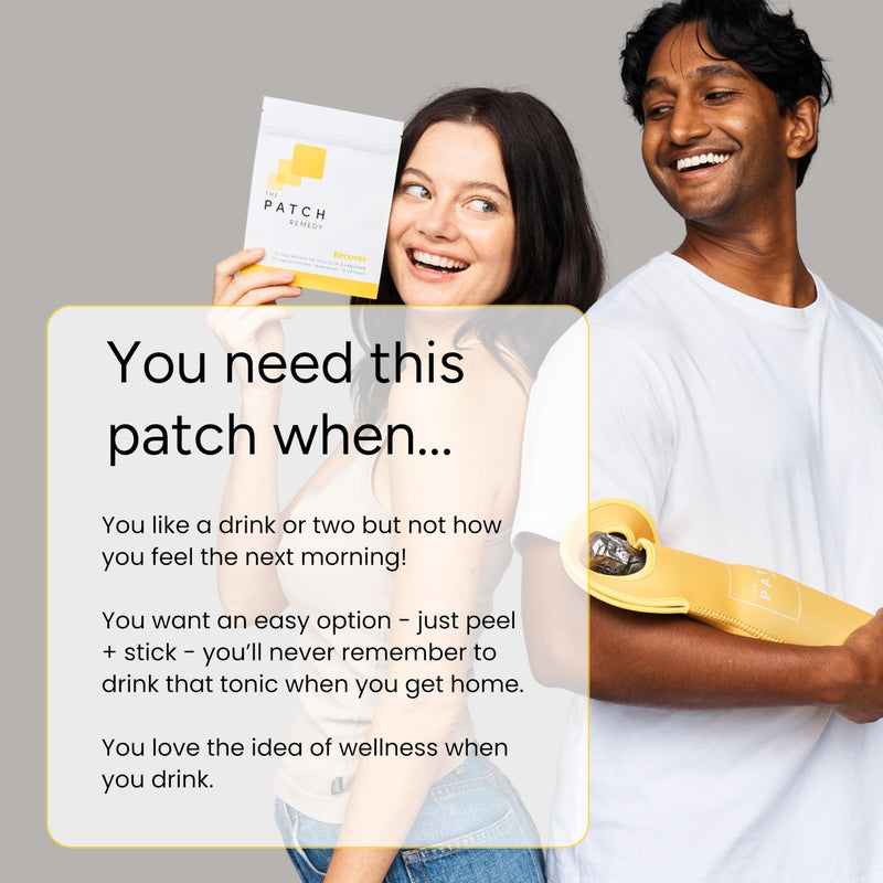 The Patch Remedy Recover Patch - 30 Topical Patches for a Night Out with Glutathione & Milk Thistle Extract for Pre & Post Party Recovery Relief Support