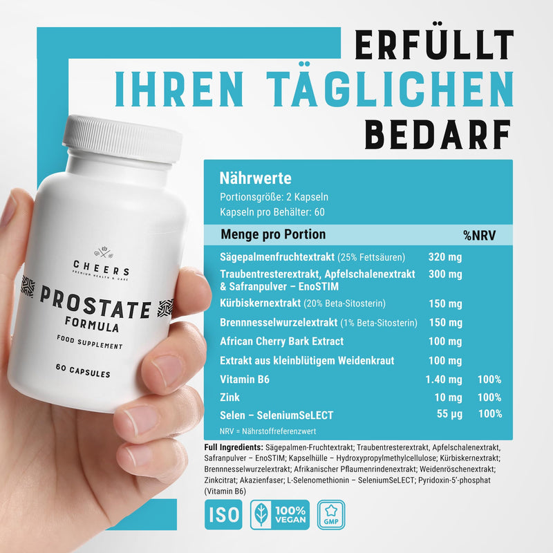 [Australia] - CHEERS - Prostate Formula, 60 Capsules for Urinary and Prostate Support, Prostate Supplement for Men, Selenium Supplement with Vitamin B6 and Zinc 