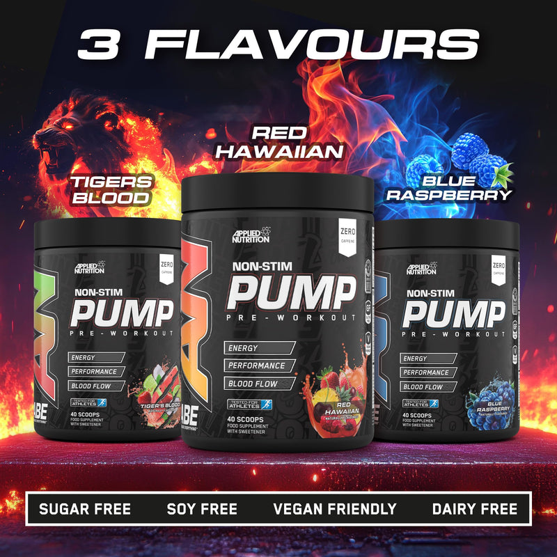 Applied Nutrition ABE Pump Pre Workout - All Black Everything Stim Free Pump Pre Workout Powder | Pump, Energy & Strength with Citrulline, Creatine, Beta-Alanine (500g - 40 Servings) (Red Hawaiian) Red Hawaiian