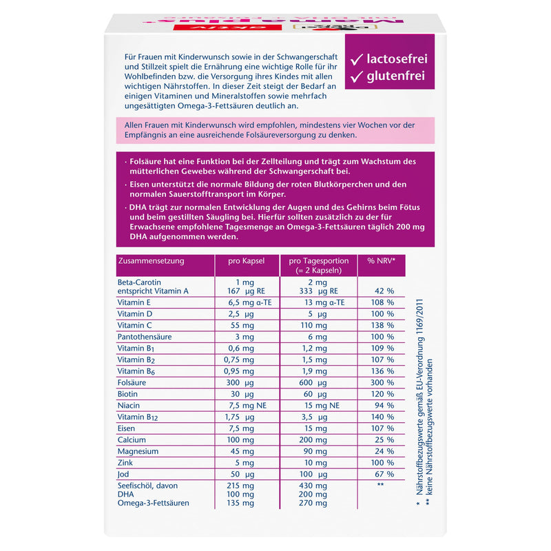 [Australia] - Doppelherz Mama plus with DHA + folic acid - important nutrients for women who want to have children, during pregnancy and while breastfeeding - 120 capsules 120 pieces (pack of 1) 