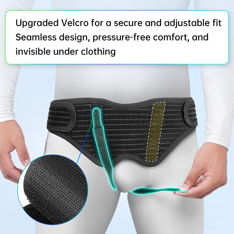 Large Hernia Support Belt for Men – Adjustable Groin Brace for Inguinal Hernia Relief, Breathable Compression, Discreet Daily Wear for Post Surgery Recovery (Black, Large) Black