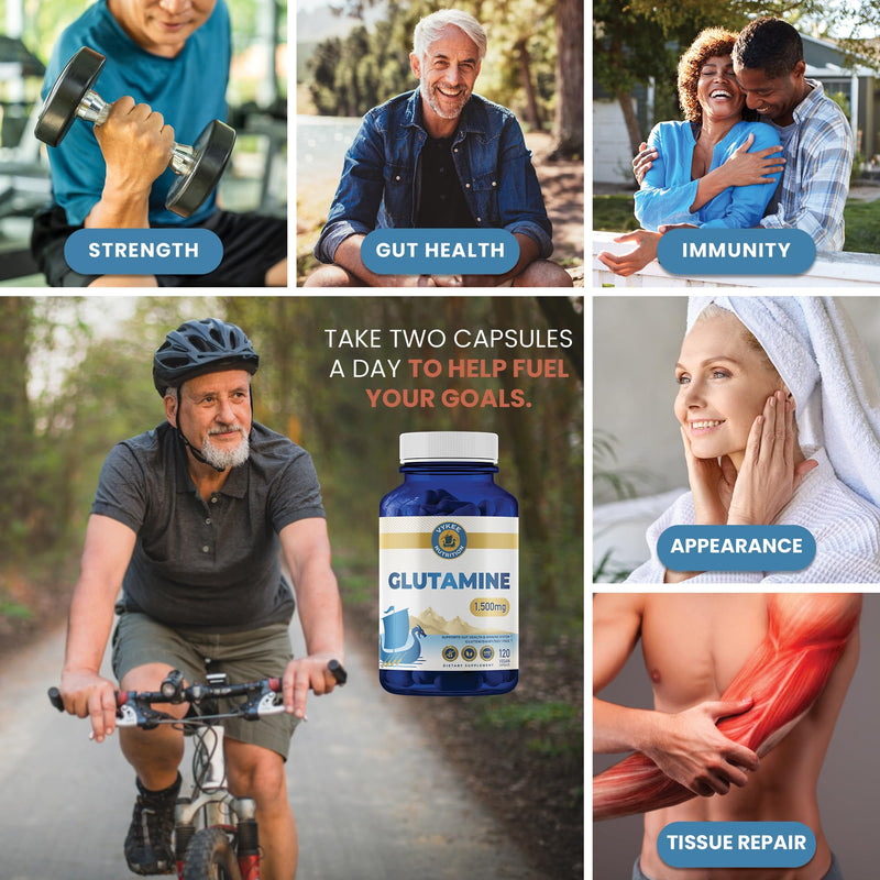[Australia] - L-Glutamine Capsules ‚Äì 1500mg High-Potency Amino Acid for Muscle Recovery, Gut Health & Immune Support | Vegan, Non-GMO | 120 Capsules 