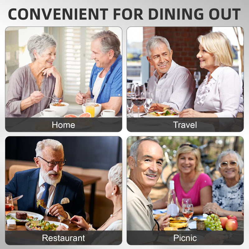 [Australia] - Weighted Utensils for Hand Tremors and Parkinson's Patients - 4 Piece Set of Heavy Stainless Steel Silverware for Elderly, Arthritis, Weak Hand Grip - Includes Knife,Fork,Spoons with Travel Bag,7 Oz 