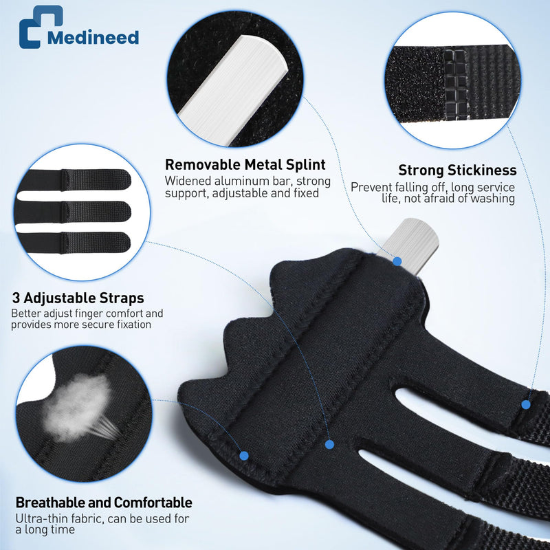 2pcs Trigger Finger Splint & 2pcs Finger Ice Pack，Thumb Splint & finger sleeves For Injuries Cold For Pain Relief Injuries, Arthritis, Sprains,Gel Freeze Sleeve Fit Index, Middle, Thumb, Ring（Black2+2） Black+Black