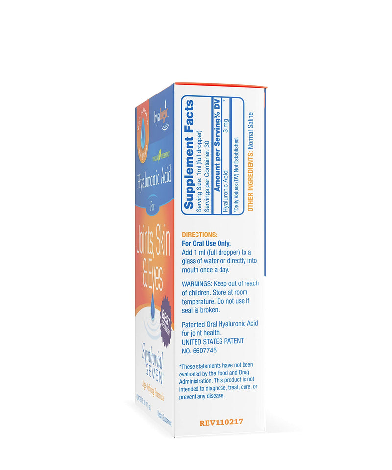 [Australia] - Hyalogic Synthovial Seven - Oral Hyaluronic Acid Supplement 1oz - Liquid HA Supports Skin, Joint, Eye, and Lip Hydration - Vegan, Gluten Free 1 Ounce Standard Packaging 