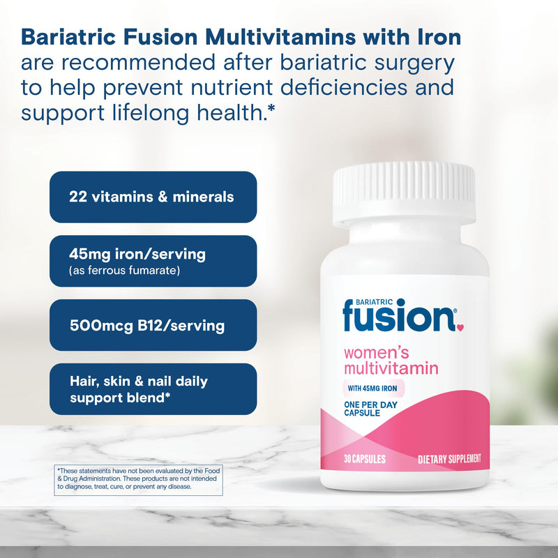 [Australia] - Bariatric Fusion One Per Day Bariatric Multivitamin with Iron for Women | with Hair and Nails Vitamins Blend | Gastric Bypass and Sleeve Gastrectomy | 30 Capsules | 1 Month Supply 30 Count (Pack of 1) 