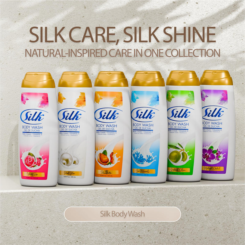 SILK Moisturizing Body Wash for Woman & Man - Daily Hydrating Shower Gel and Foaming Cleanser with Vitamin E and Glycerin, Rich Lather for Dry Skin Care, Shea Butter Scent, 16.9 Fl Oz 16.9 Fl Oz (Pack of 1)