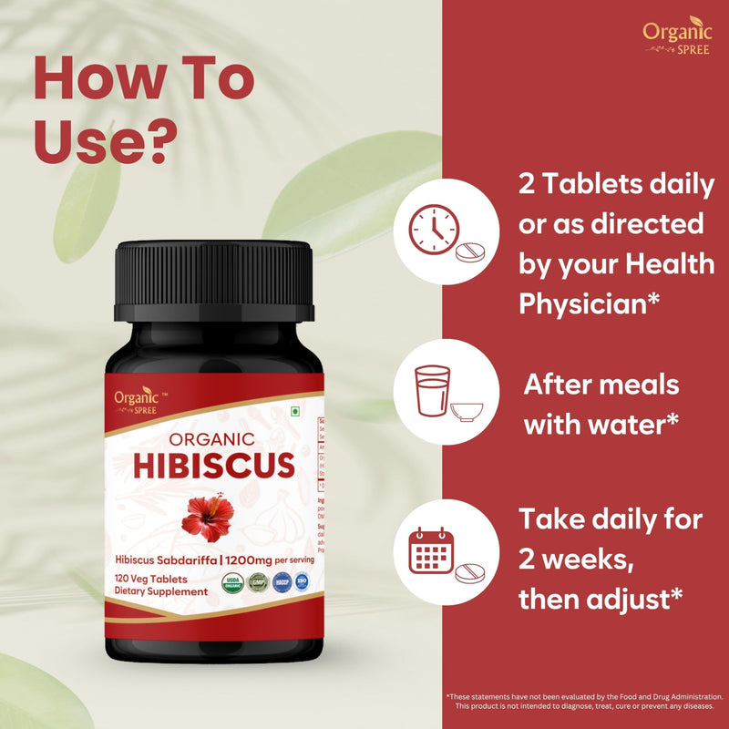 ORGANIC SPREE Hibiscus 120 Tablets | Hibiscus Sabdariffa (Gudhal) | USDA Organic Certified | Dietary Supplement - 120 Tablets*