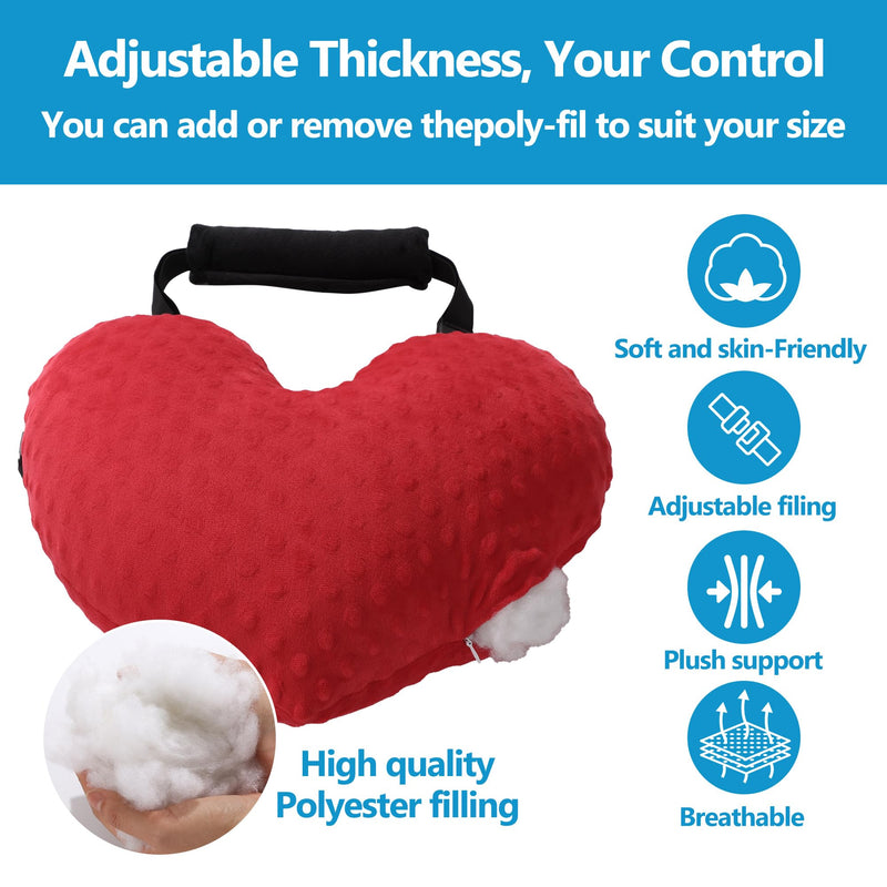 [Australia] - BALAPET Adjustable Heart Shape Pillow for After Heart Surgery, Soft Plush Open Heart Surgery Pillow for Heart Surgery Recovery, Chest Pillow with 2 Fixed Straps for After Heart Surgery Gifts(Red) Red 