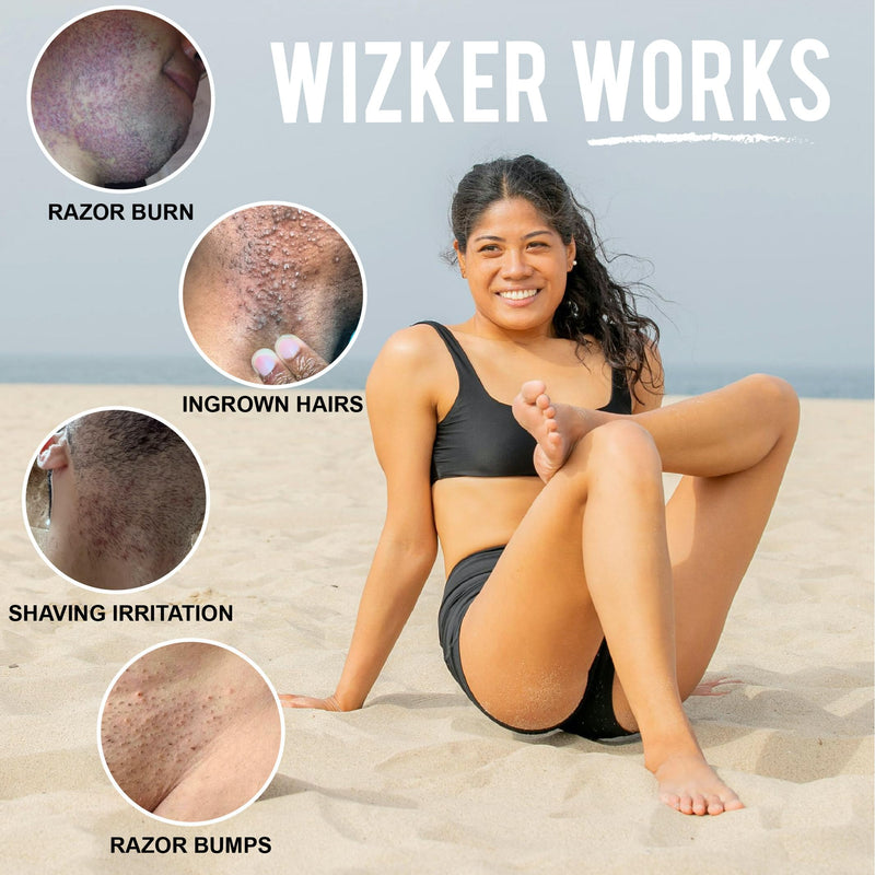 [Australia] - WIZKER® Premium Ingrown Hair Exfoliating Brush: Soft + Firm Face Body Scrubber, Sensitive Skin Exfoliator, Prevents Razor Bumps, Shave, Laser, Wax, Epilation, Dermaplaning – Waterproof, Mold Resistant Sea Blue 