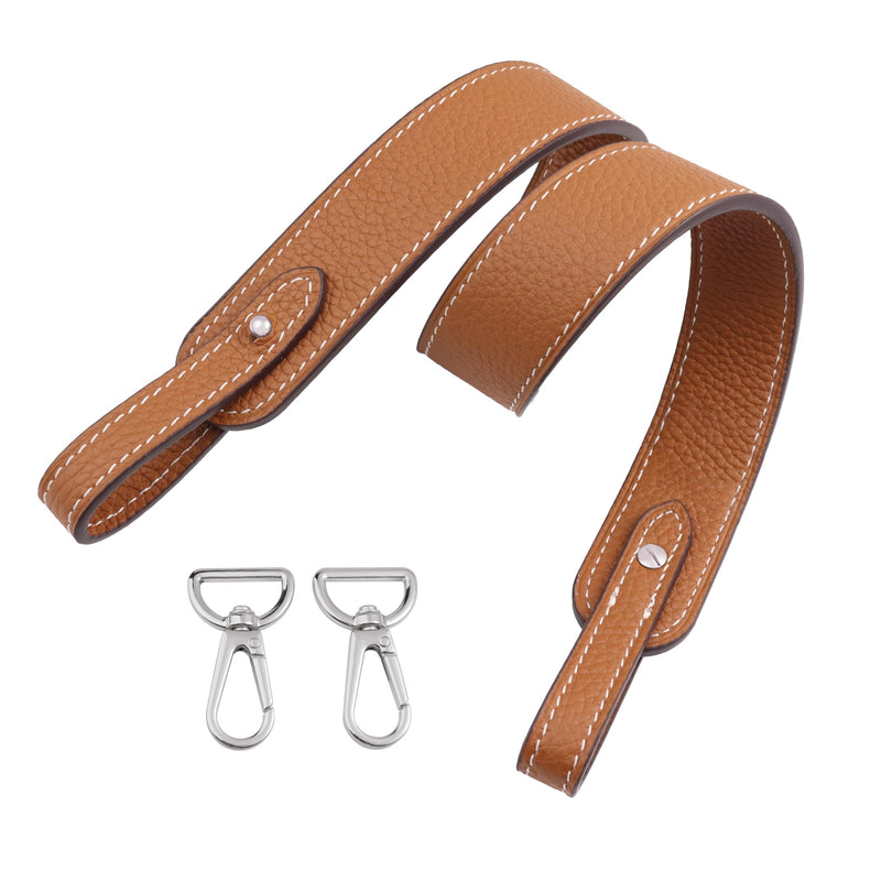 Genuine Leather Purse Strap for Picotin/Lindy/Evelyne Bags Togo Leather Shoulder Straps Replacement for Handbag Gold Brown-silver Hardware