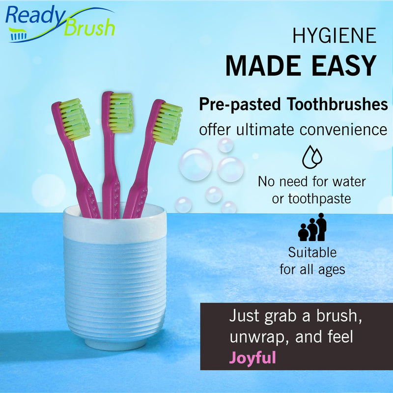 [Australia] - READYBRUSH JR 30 Reusable Prepasted Kids Toothbrushes with Bubblegum Flavor Toothpaste in the bristles- Bulk Toothbrushes Individually Wrapped - Travel Toothbrush for School, Camp, etc Made in the USA 
