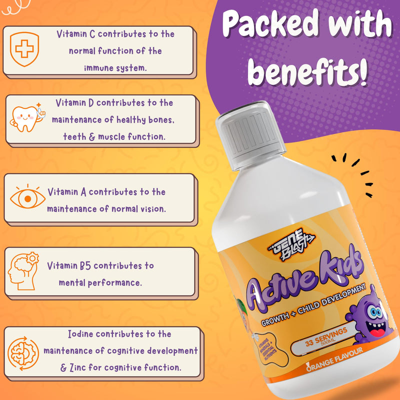 Active Kids Liquid Multivitamin | Kids Vitamins with Minerals & Super Greens | 29 Essential Nutrients for Daily Nutrition | 500ml