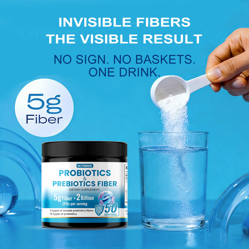 Probiotic Fiber Supplement | 3-in-1 Soluble Fiber Powder Promotes Gut Health and Improves Digestion | Contains 2 Billion live Probiotics | 3 Types of Fiber (300g Per Can, 1 Serving = 6g Dietary Fiber)