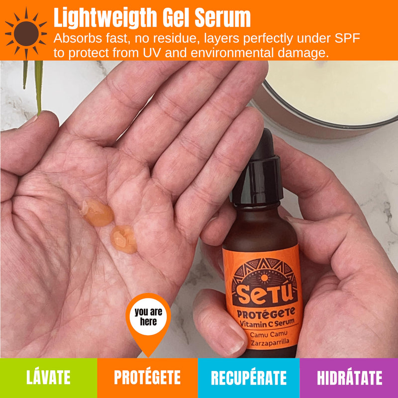 Setú PROTÉGETE Vitamin C Serum for Men - Camu Camu & Hyaluronic Acid | Dermatologist-Developed to Brighten & Even Skin Tone - Antioxidant Protection For All Skin Types