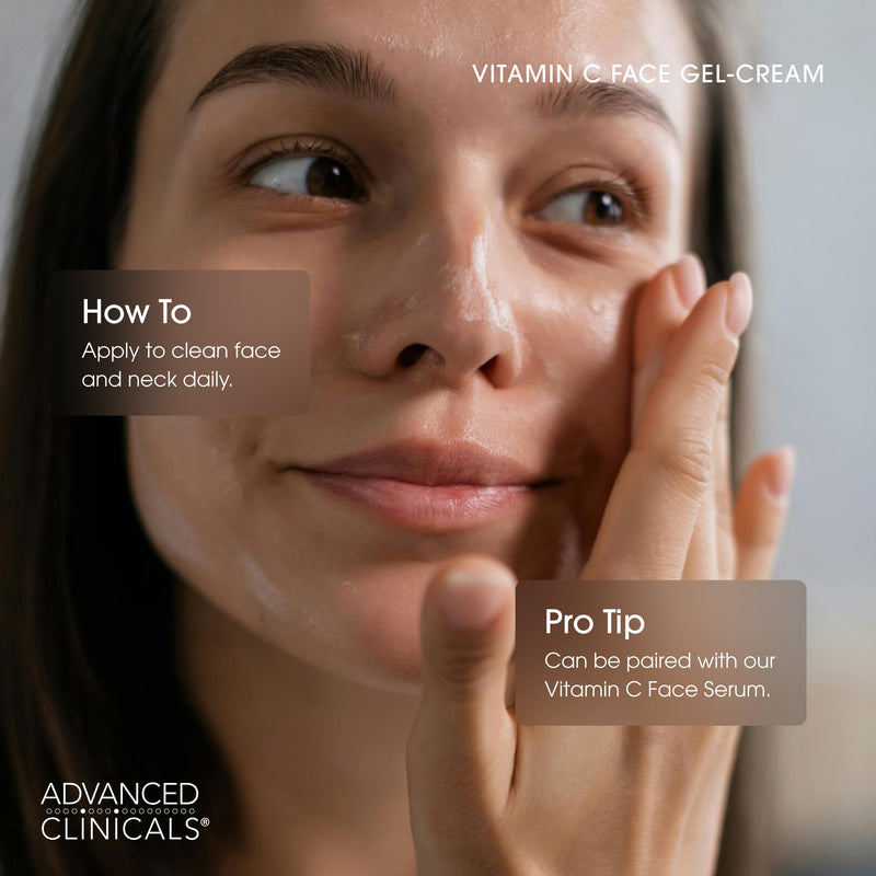 Advanced Clinicals Brightening Vitamin C Face Cream Gel With Niacinamide + Hyaluronic Acid | Vitamin C Moisturizer Lotion For Face Visibly Diminishes Look Of Dark Spots & Uneven Skin Tone, 2.5 Fl Oz Vitamin C Brightening Face Cream 2.5 Fl Oz (Pack of 1)
