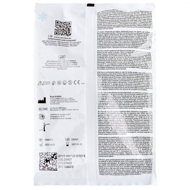 [Australia] - com-four® 20x disposable cold instant compress for kinking 15 x 23 cm, cold pack for immediate cooling, cold pack for first aid measures, cooling pad for external use (20 pieces - 15x23cm) 20 pieces - 15x23cm 