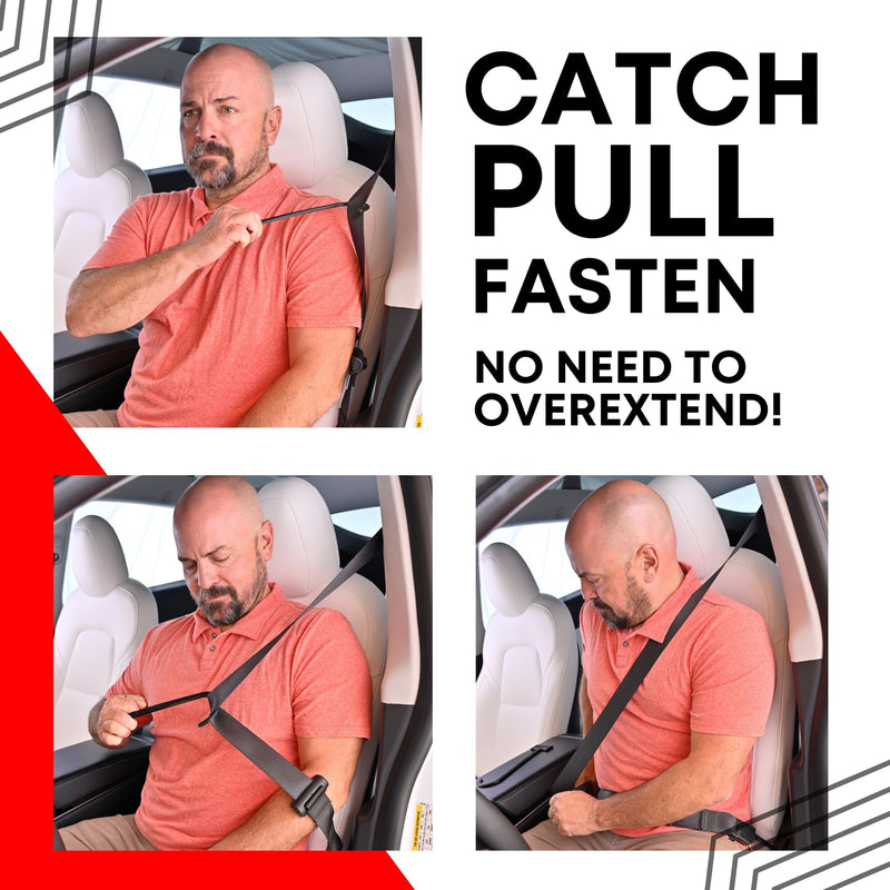 [Australia] - Seatbelt Catcher - Set of 3 Car Seatbelt Extender Grabbers for Seniors - Mobility & Daily Living Aids and Assistive Devices for Elderly with Neck & Shoulder Mobility Issues - 9", 8" 7" - Black 3 Piece 