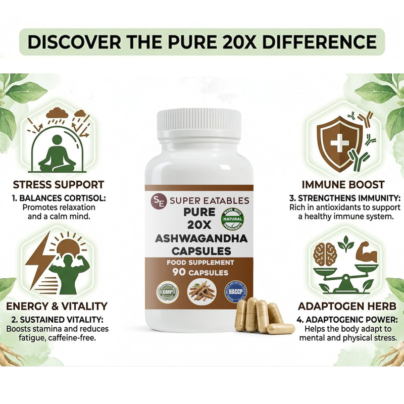 Ashwagandha 450mg Capsules, 90 Vegan Capsules (45 Day Supply), High Strength Ashwagandha Root Extract Supplement, Adaptogenic Herbal Support for Stress, Energy & Daily Wellness, Vegan & Non-GMO