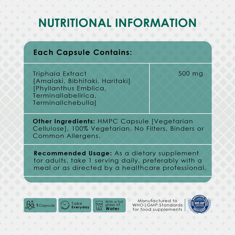 Ambrosial Triphala | Vegan | Improves Digestion | Relieves Gastric Issues | Rich In Vitamin C & Antioxidants | With Goodness of Amla, Haritaki & Bibhitaki | 60 Capsules