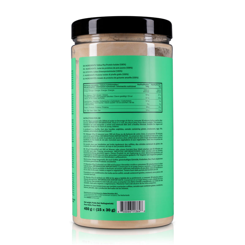 NAKED Pea - Pea Protein Isolate - Plant Based, Vegetarian & Vegan Protein. Easy to Digest, Non-GMO, No Lactose, No Soy and Gluten Free - 450g - 15 Servings 450g (Pack of 1)