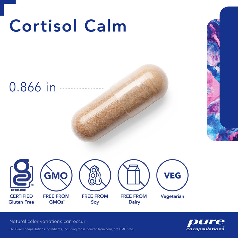 [Australia] - Pure Encapsulations Cortisol Calm - Supports Cortisol Health & Relaxation - Contains Ashwagandha & L-Theanine - Restful Sleep - 60 Capsules 60 Count (Pack of 1) 