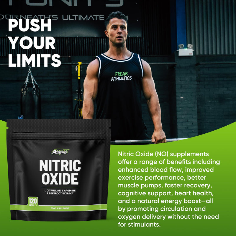 Freak Athletics Nitric Oxide Supplements for Men & Women, L-Arginine, L-Citrulline, Beetroot Extract - Nitric Oxide Capsules - Supports Circulation, Endurance & Recovery - 120 Capsules (Pack of 2) 120 count (Pack of 2)